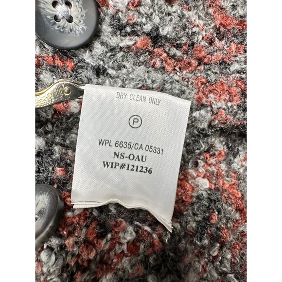 Woolrich‎ Bouclé Knit Sweater Jacket Women’s S Red Gray Button Front Marled Warm - Picture 6 of 8